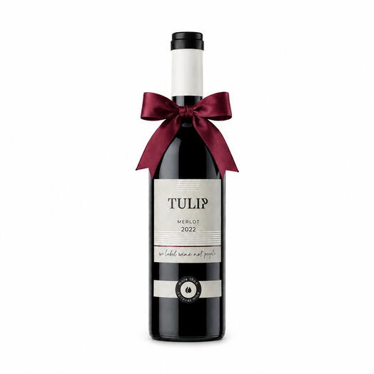 Premium Merlot Wine with Burgundy Satin Bow
