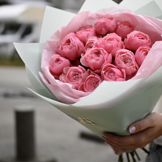 Peony rose bouquet "Silva Pink"