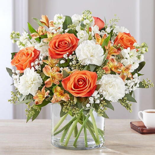 Orange rose vase
