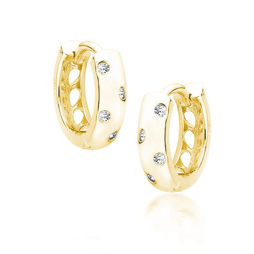 Gold-plated silver earrings with zircon, Hoop