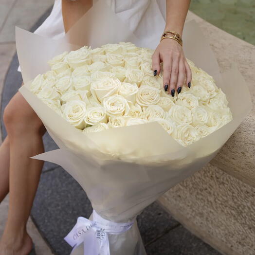 BOUQUET OF WHITE LONG STEM ROSES