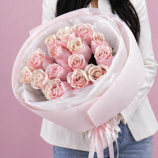 🌹 Bouquet of 15 pink roses