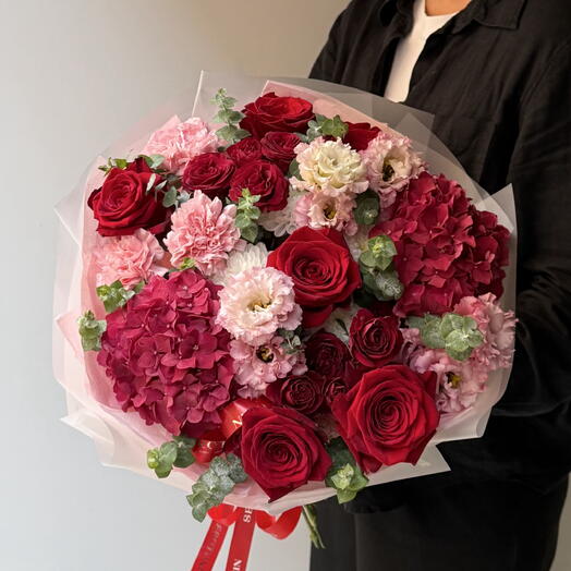 Rose, Hortenzia Red, Eustoma