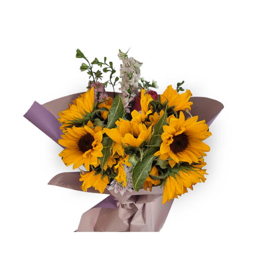 Rustic cottage.  Sunflowers