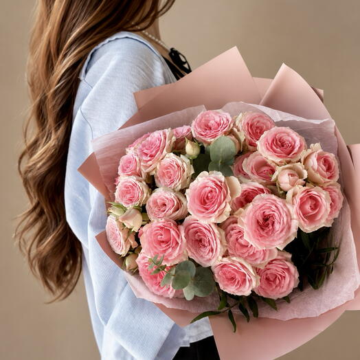 Pink cloud  mono bouquet with spray roses