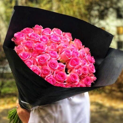 50 pink roses bouquet