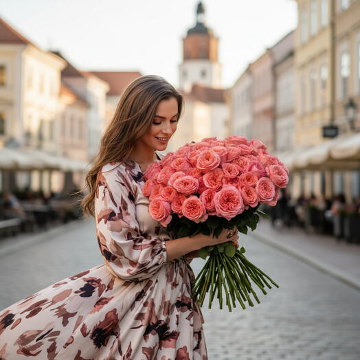 The Bouquet "Pink Peony Roses", 31 stems, -30%