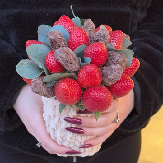 Author's composition of strawberries and chocolate