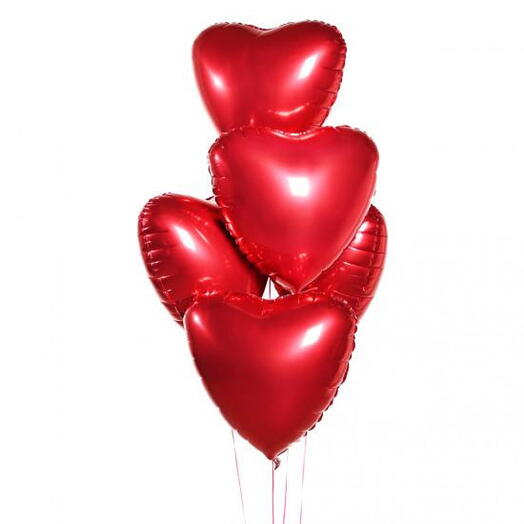 ♥️ 5 Red Heart Balloons