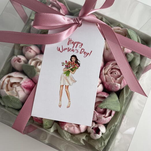 Box with tulips made of zephyr 15×15 cm