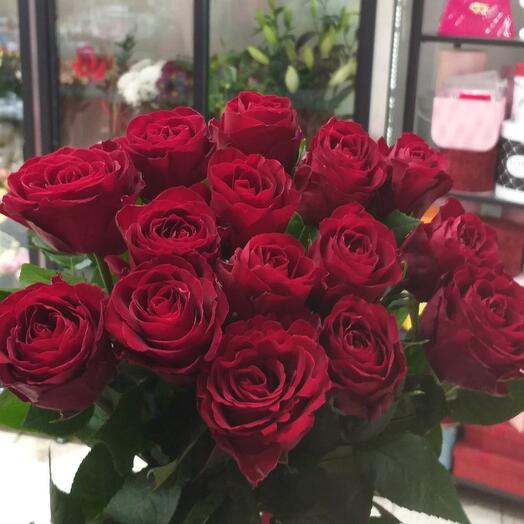 Red roses 15pcs 50cm