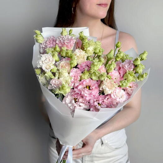 A delicate bouquet of full pink eustoma (lyssandra)