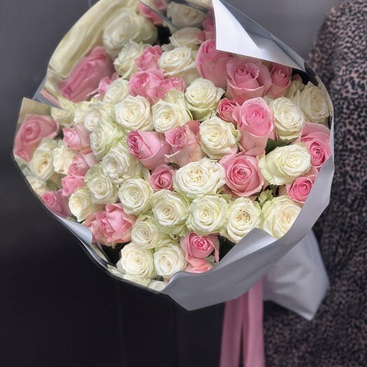 White pink roses