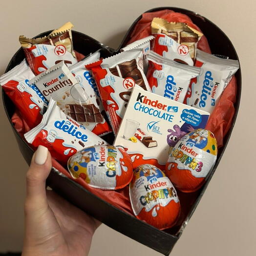 Heart made of Kinder chocolates