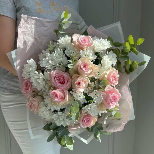 Bouquet "Rose Dream with Eucalyptus Scent"
