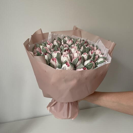 Bouquet of tulips made from zephyr –  25 cm