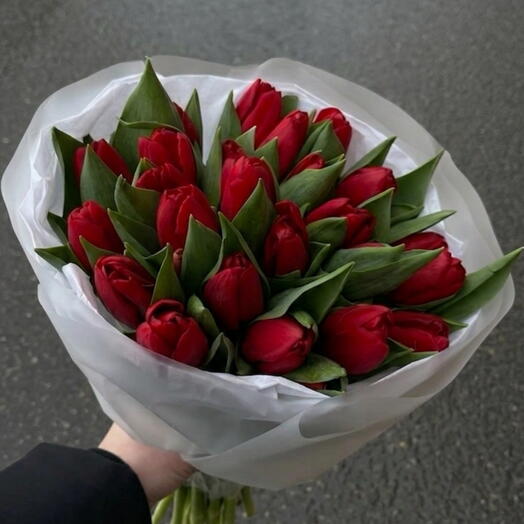 🌷 25 Premium Red Tulips Bouquet
