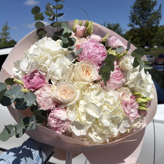 Hydrangea bouquet with peonies