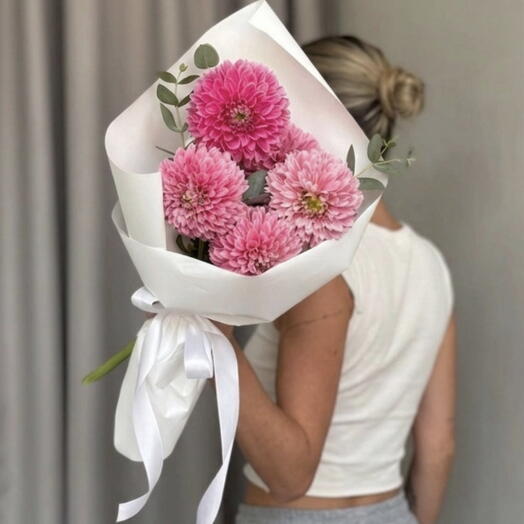 5 pink dahlias