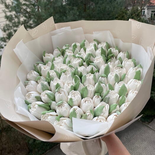 Tulpenstrauß aus Marshmallows XXL - 35 cm