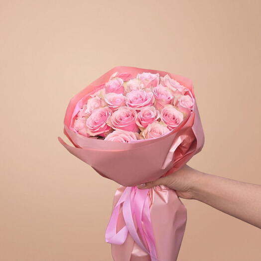 Bouquet of Pink Roses - 25 pcs