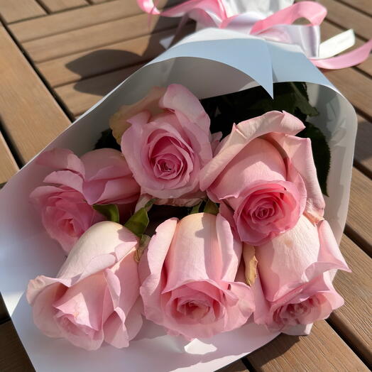 Half Dozen Pink Roses Bouquet