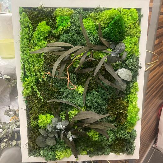 The picture is made of stabilized moss.