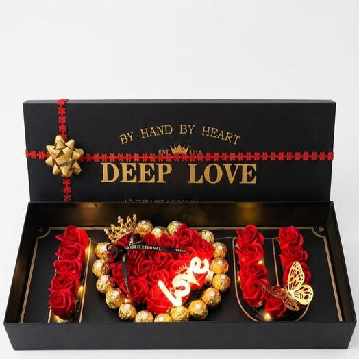 Deep Love Luxury Red Rose Gift Hamper – Premium Romantic Gift with Ferraro Rocher Chocolates