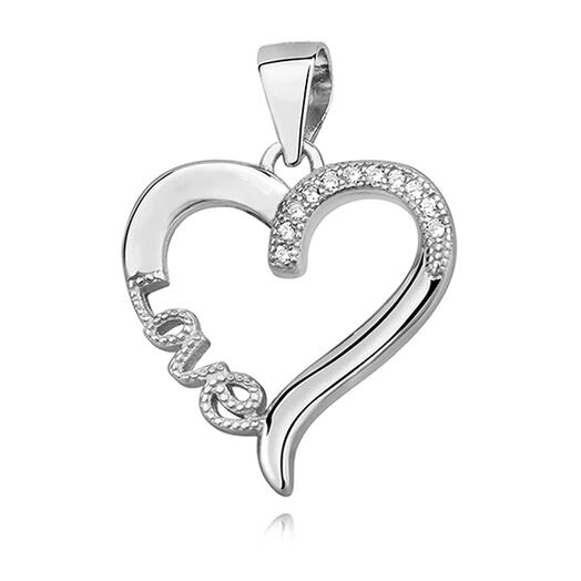 Silver pendant with zirconia, Love   Heart