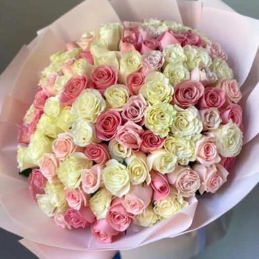 Pink roses with eucalyptus