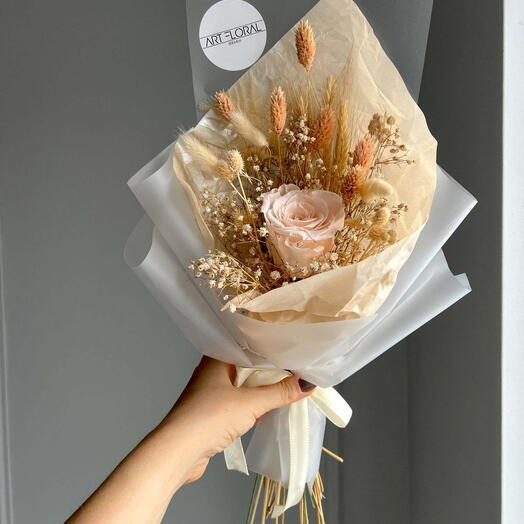 Mini "Ivory" dried flower bouquet