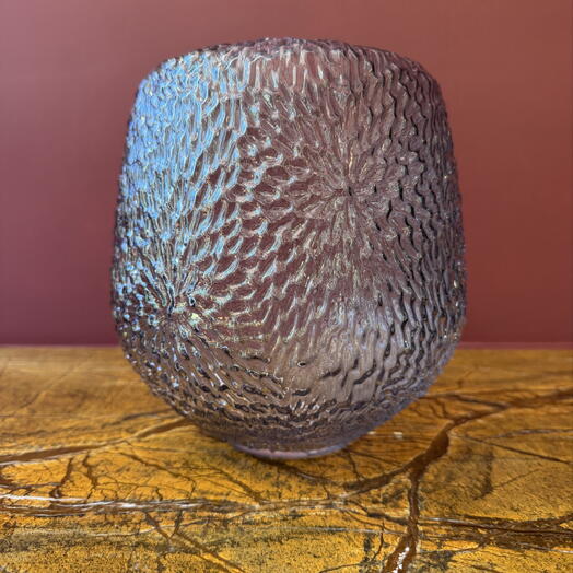 Wide Blue Vase with Bas-relief