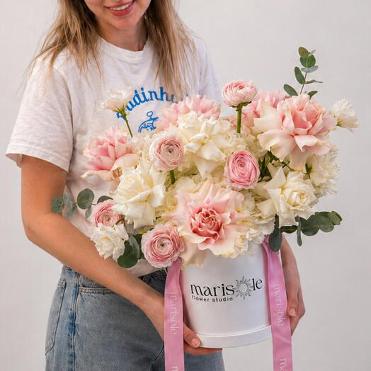 Tender Touch Box - Ranunculus, French Roses, Lisianthus, Hydrangea, Eucalyptus