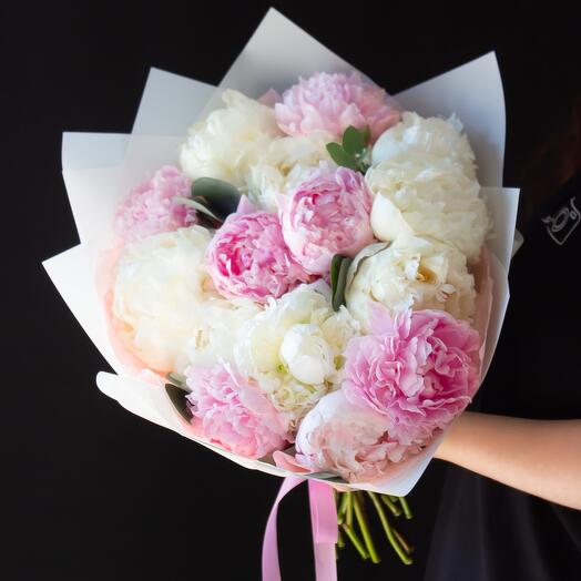 Tender Mix of 15 peonies with eucalyptus