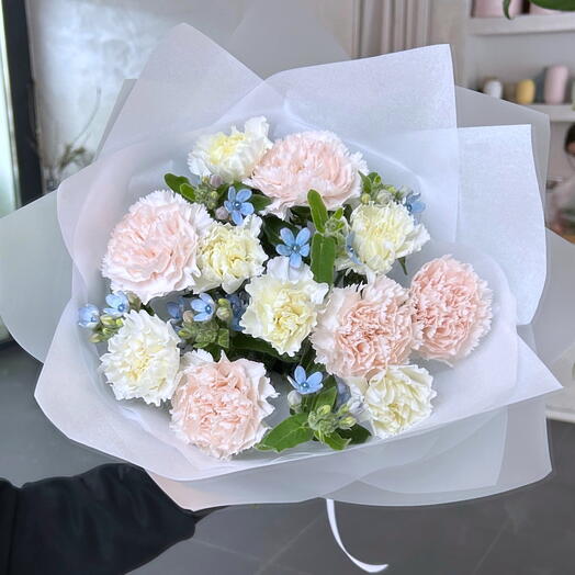 Bouquet of carnations with oxypetalum