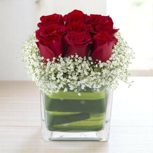 Reed roses with glass