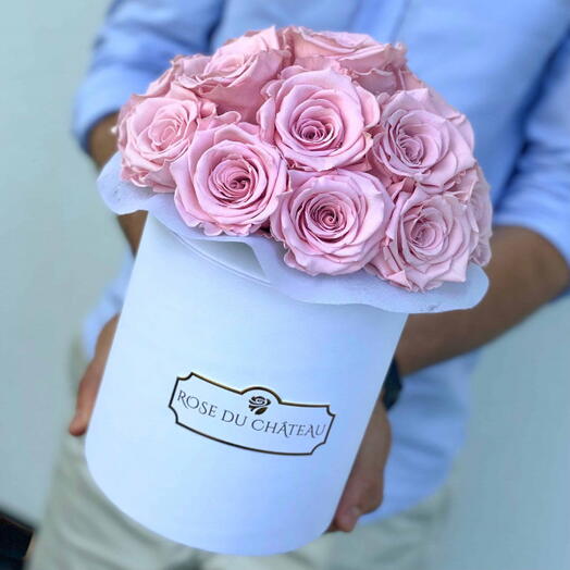 Pale pink Eternal Roses Bouquet in a White Box
