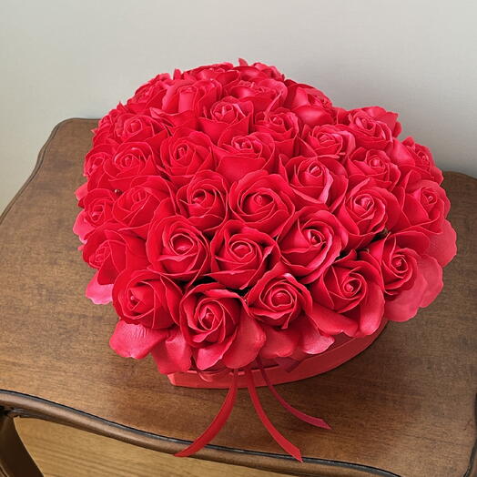 Soap flowers flower box red roses heart Valentine's Day gift