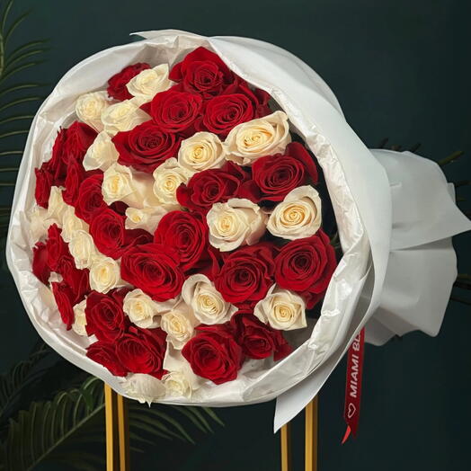 White and Red Roses Bouquets