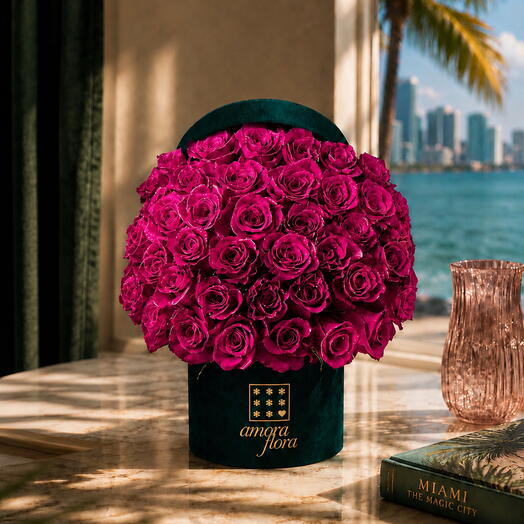 Amora Flora Royal Fuchsia Rose Box — Medium
