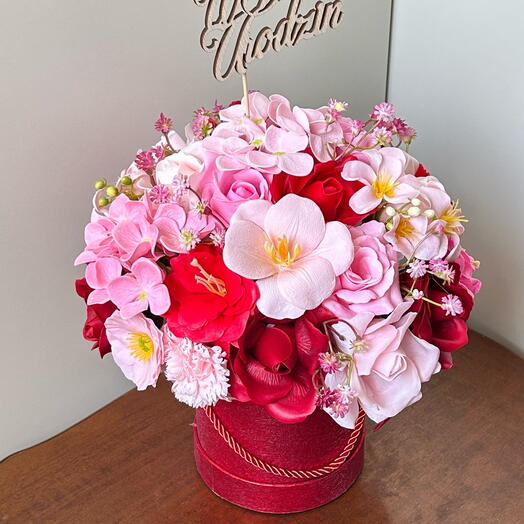 Large bouquet flower box everlasting soap flowers gift birthday name day