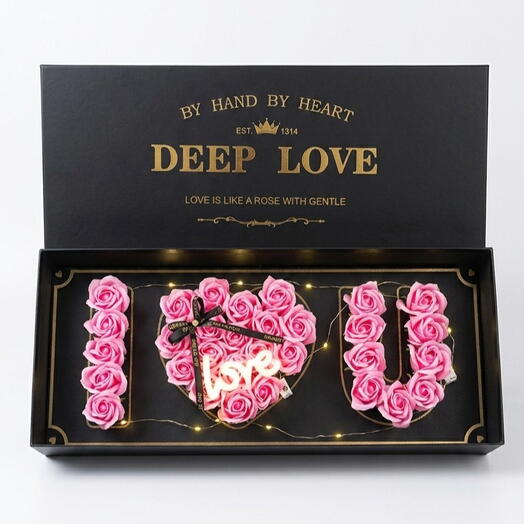 Luxury Pink Rose Box with LED Lights