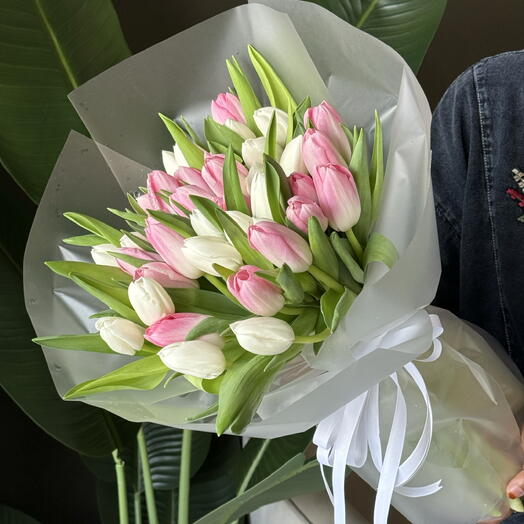 Pink and White Tulip Bouquet