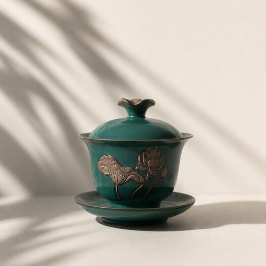 Green Lotus Porcelain Gaiwan — 160 ml