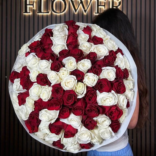 White and Red Roses Bouquet