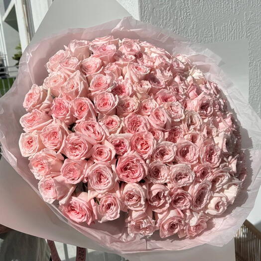 101 Pink Ohara roses bouquet
