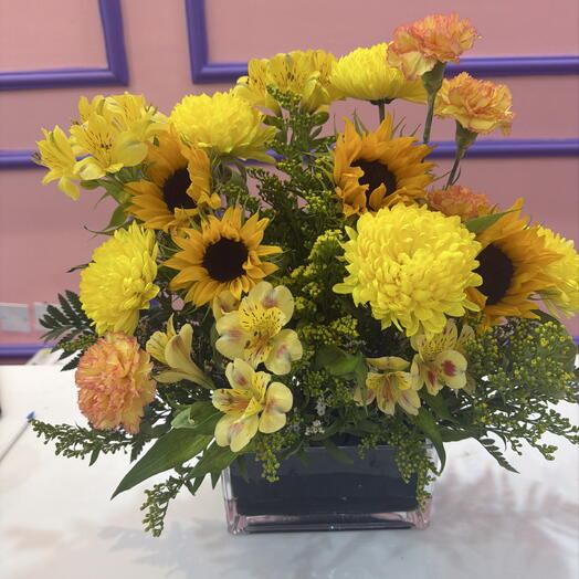 Centre de table aux tournesols