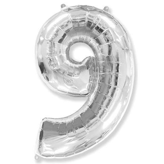 Серебряная цифра 9 – 102 см