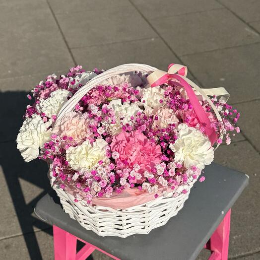 Basket of pink flowers