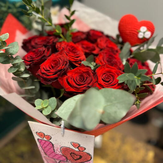 Red Rose Hot Love +Heart+ Postcard Hand Made 21